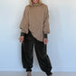 Soft chunky knit sweater with stand-up collar - taupe