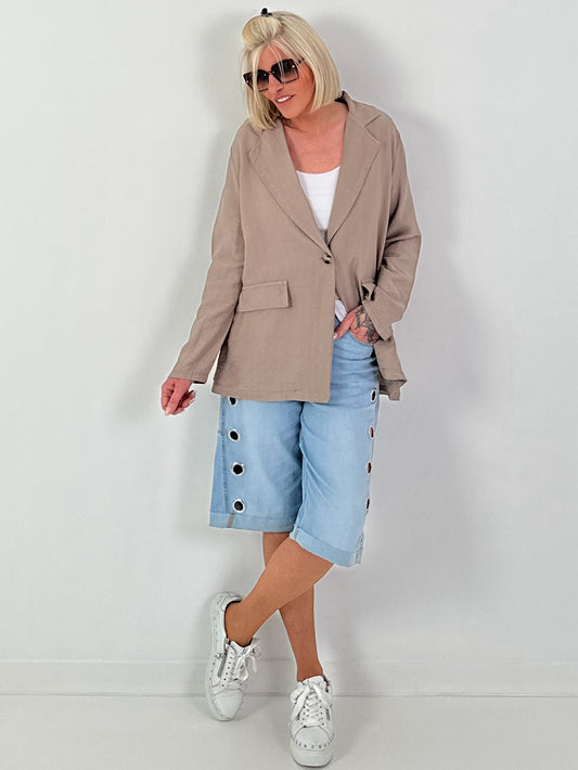 Leichter Blazer mit Patten - taupe