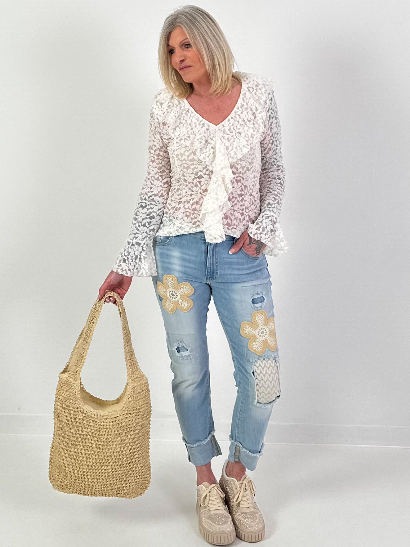 Tuniek met ruches - wit