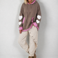 Lässiger Long Hoodie mit Daumenloch und trendigen Herzelemrnten - taupe