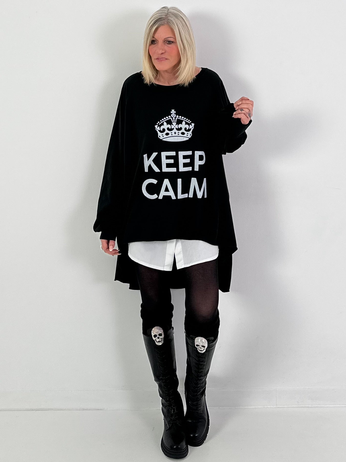 Oversized shirt model "KEEP CALM" - black