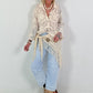 Boho Blouse with Crochet Collar - Beige
