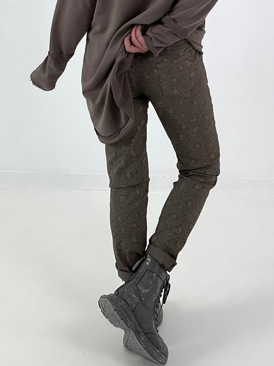 Hose mit elastischem Bund  - leo -taupe