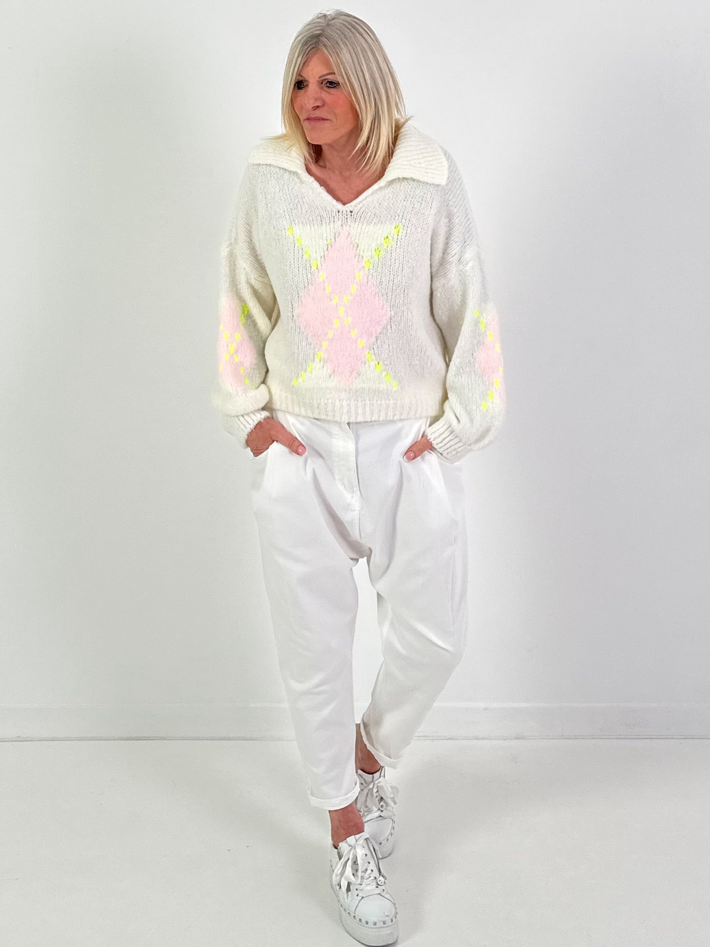 Pullover Modell "Cozy Diamond Knit" - ecru