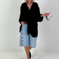 Long blouse with tie – black
