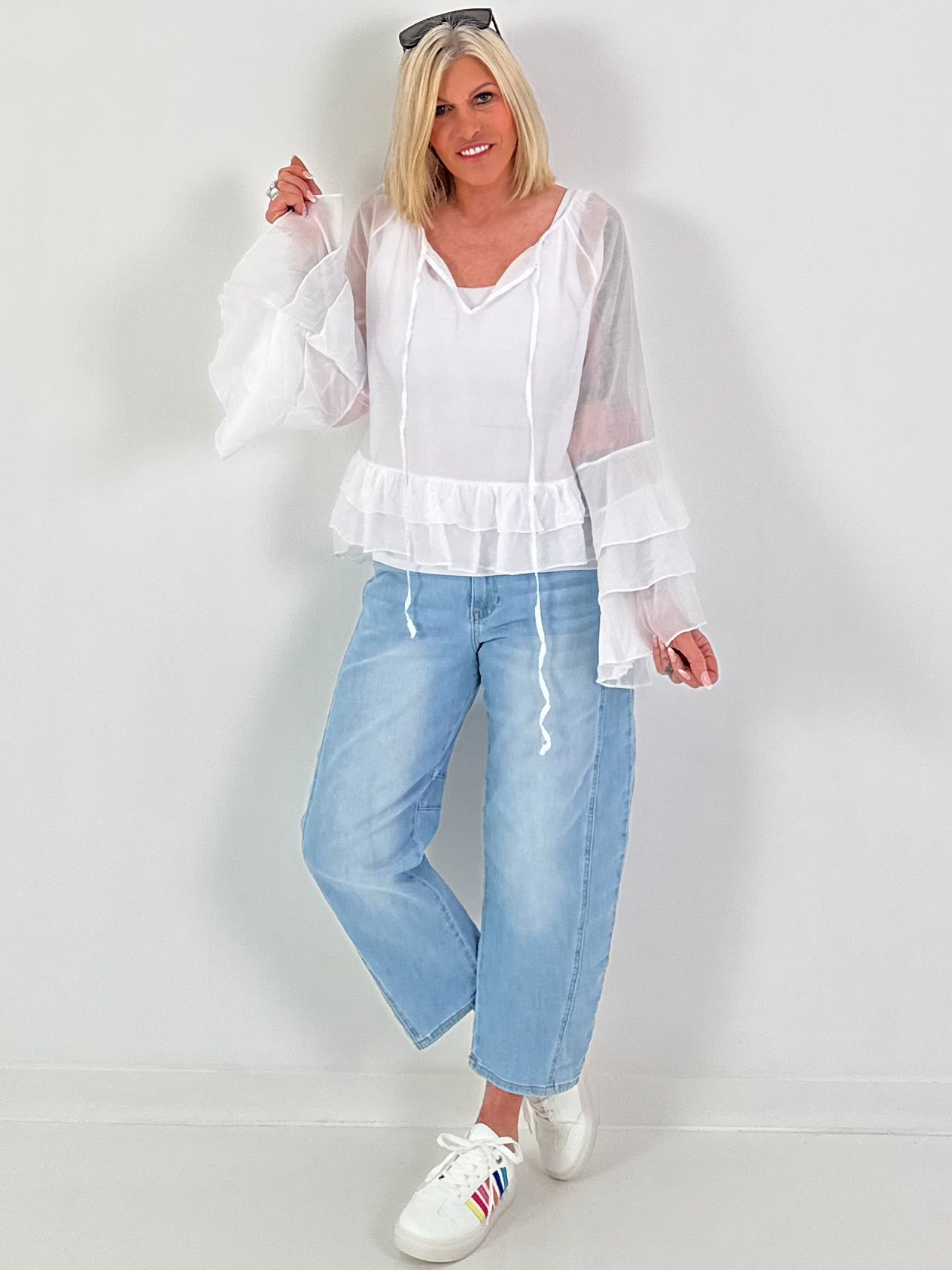 Light Tunic with Ruffles - white