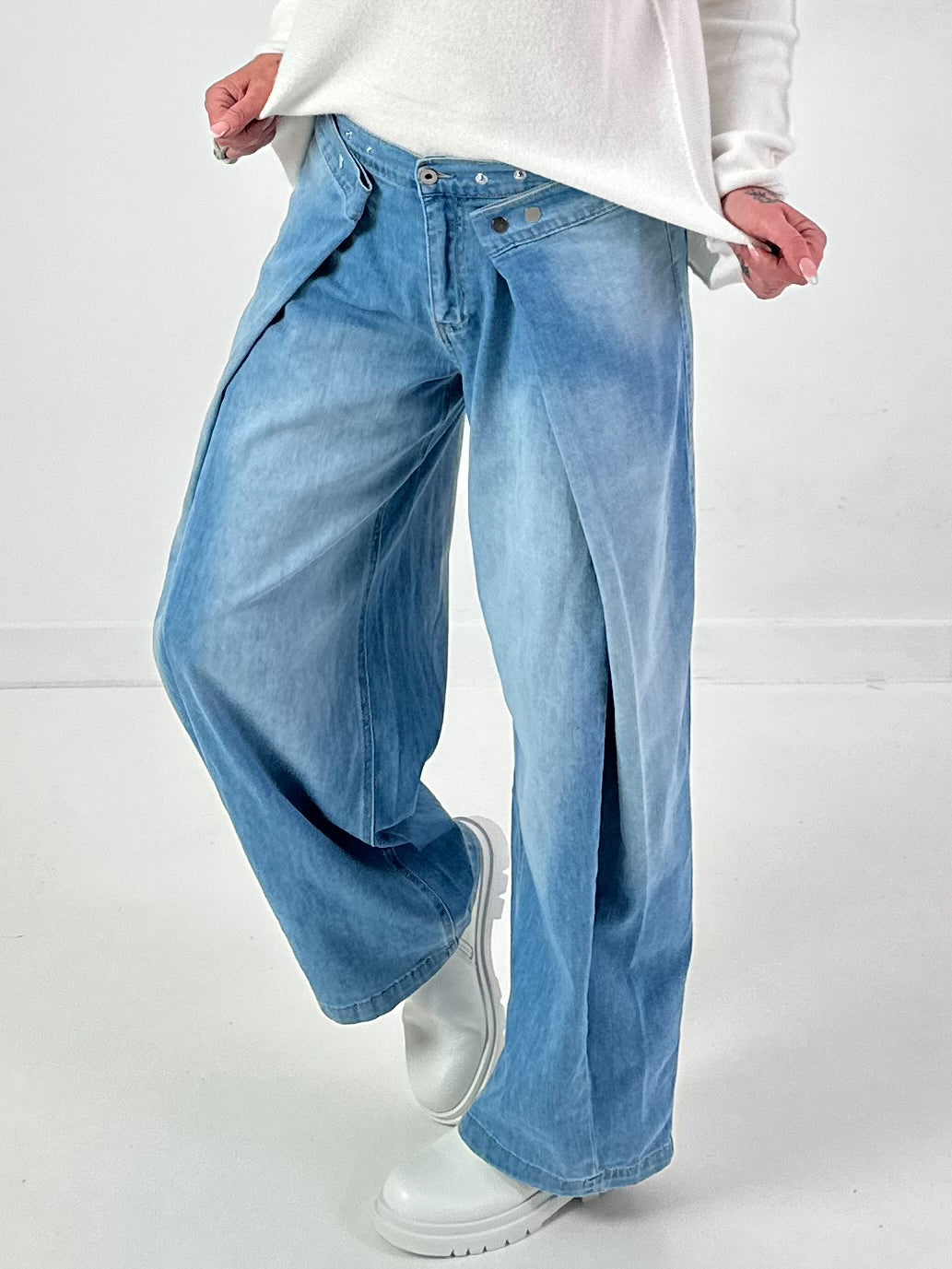 Jeans mit weitem Bein Modell "Loose Fold" - denim