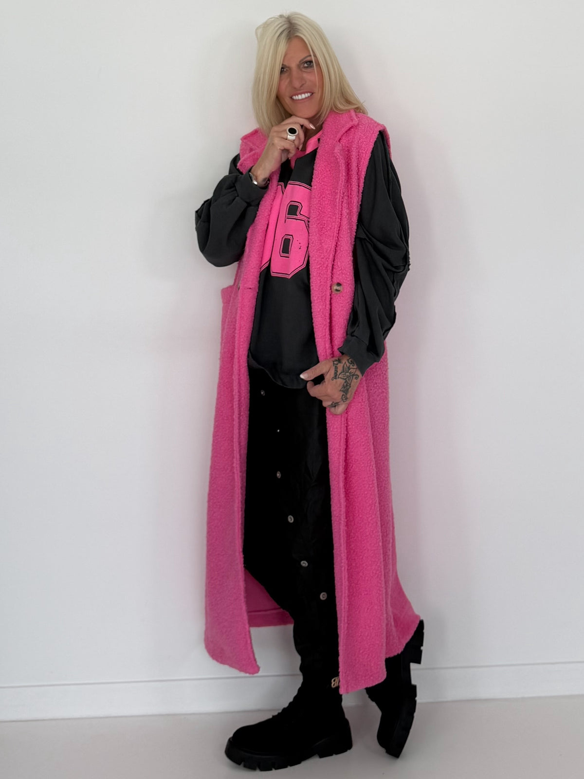Bouclé Longweste - candypink