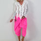 Tunic with Tie and Ruffles - White