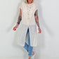 Mesh shirt with overlapping perforated pattern - beige