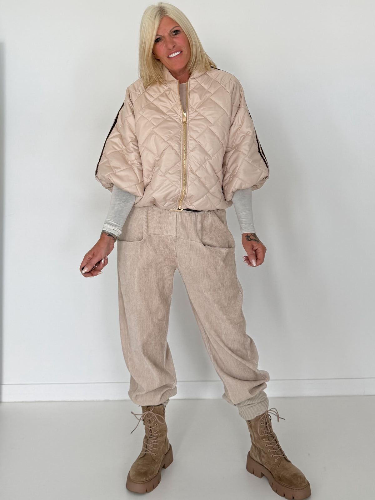 Weste mit Streifen - beige-mokka