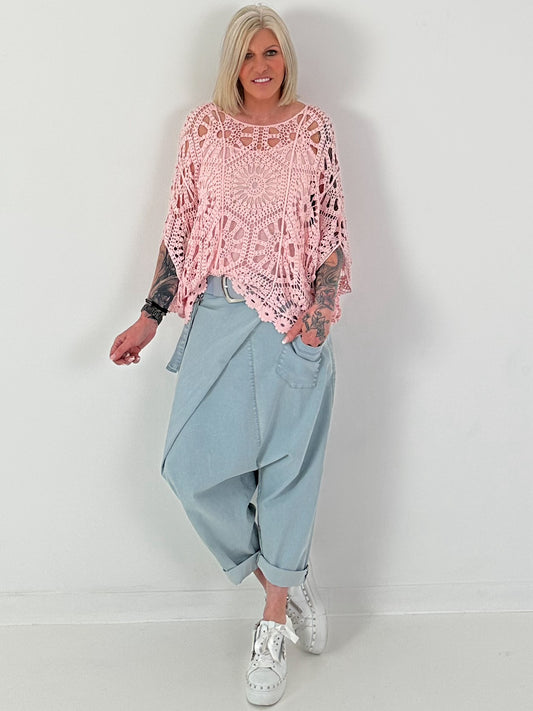 Häkelshirt mit Top - rosa