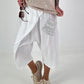 Kurze Leinen Baggy mit Überwurf und Paillettendetails - weiss