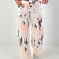 Batik Leinen Hose mit weitem Bein - weiss-neonorange-dunkelbraun