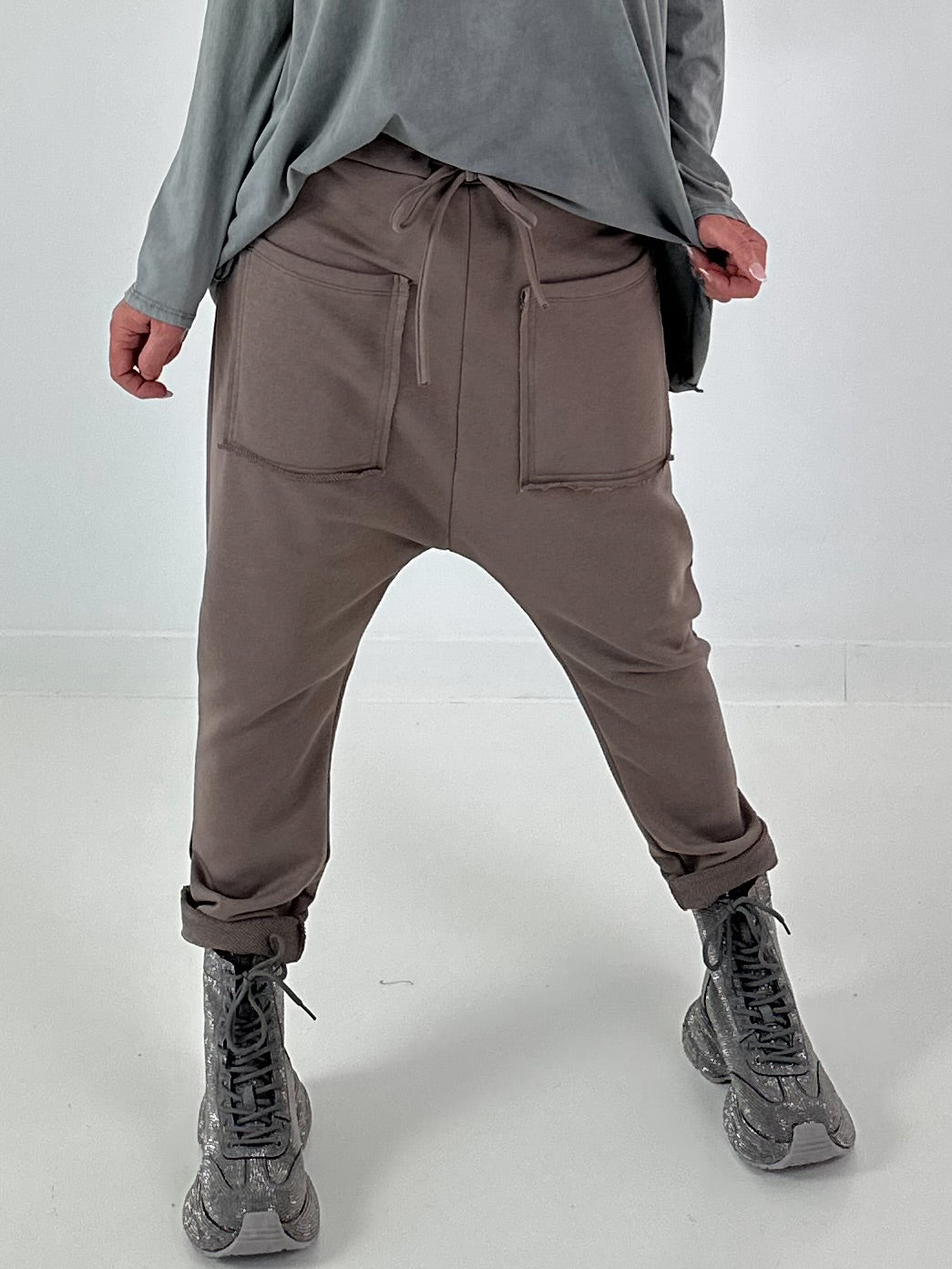 Sweatshirt Baggy mit aufgesetzten Taschen - taupe