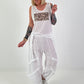 Fine Knit Top with Leopard Patch - white