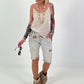 Top with lace and crochet details - beige