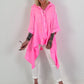 Oversized Bluse asymmetrisch mit Krawatte - neonpink