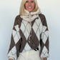 Faux-Fur Balaclava mit Strickkragen - beige