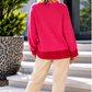 Pullover mit Kontrastsaum - pink-rot