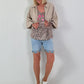 Sommer Crop-Jacke mit halben Arm - beige