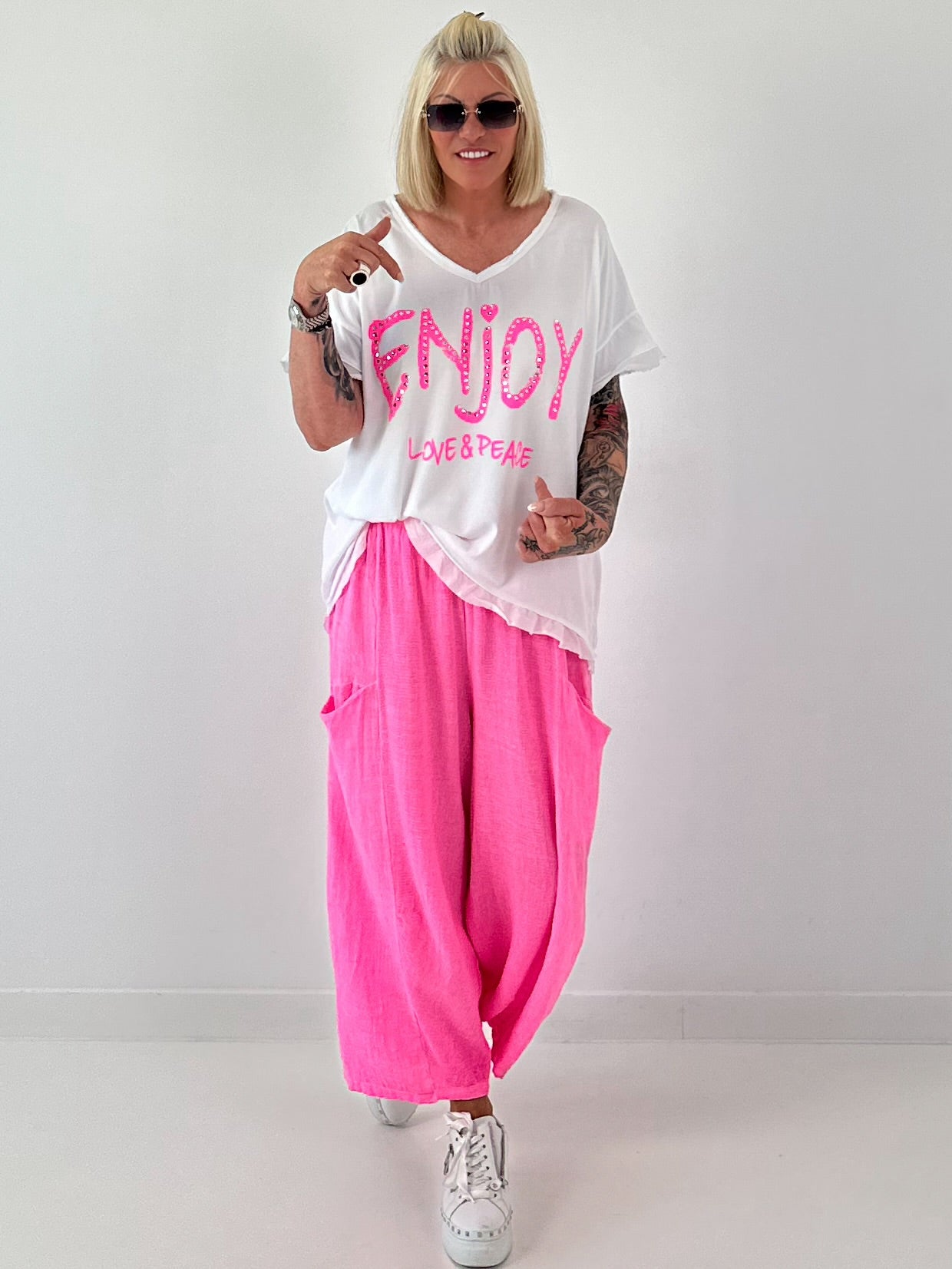 T-Shirt Smile - neon pink