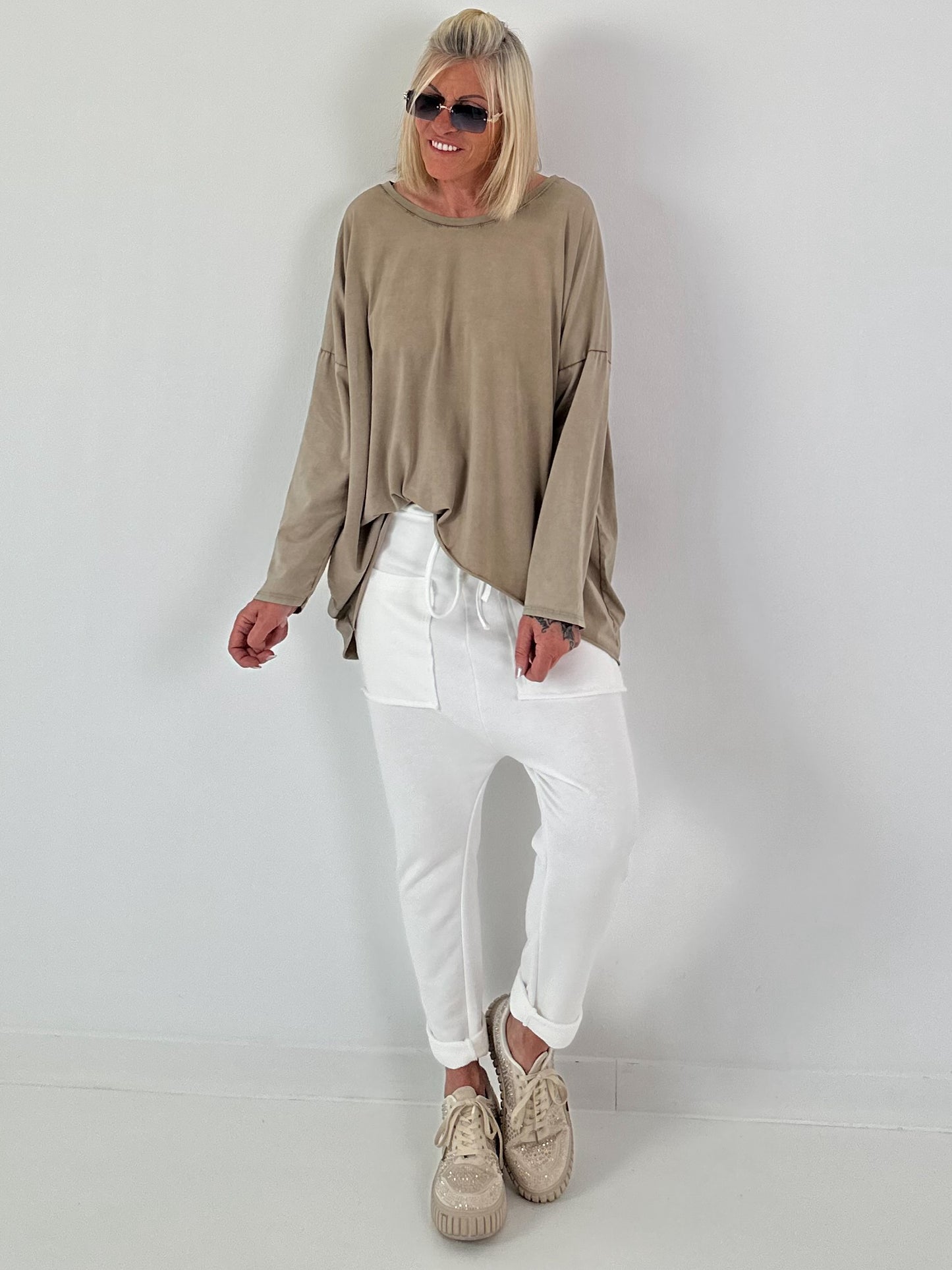 Oversized Shirt stone washed - taupe