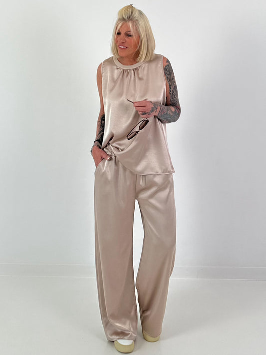 Two-piece satin look - beige