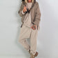 2 in 1 Jacke mit Leo-Print - taupe
