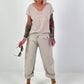Balloon trousers with overlay - beige
