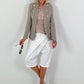Leinen Blazer mit Zierknöpfen und Ripp-Details - taupe