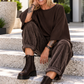 Sweater with turned-up sleeves - mocha