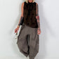 Polka dot top with ruffled collar - chocolate dark brown