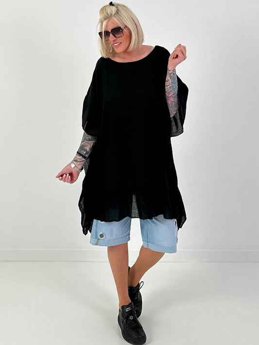 Tunic/dress with crocheted back - black