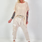 Häkelshirt mit Fransen asymmetrisch - beige