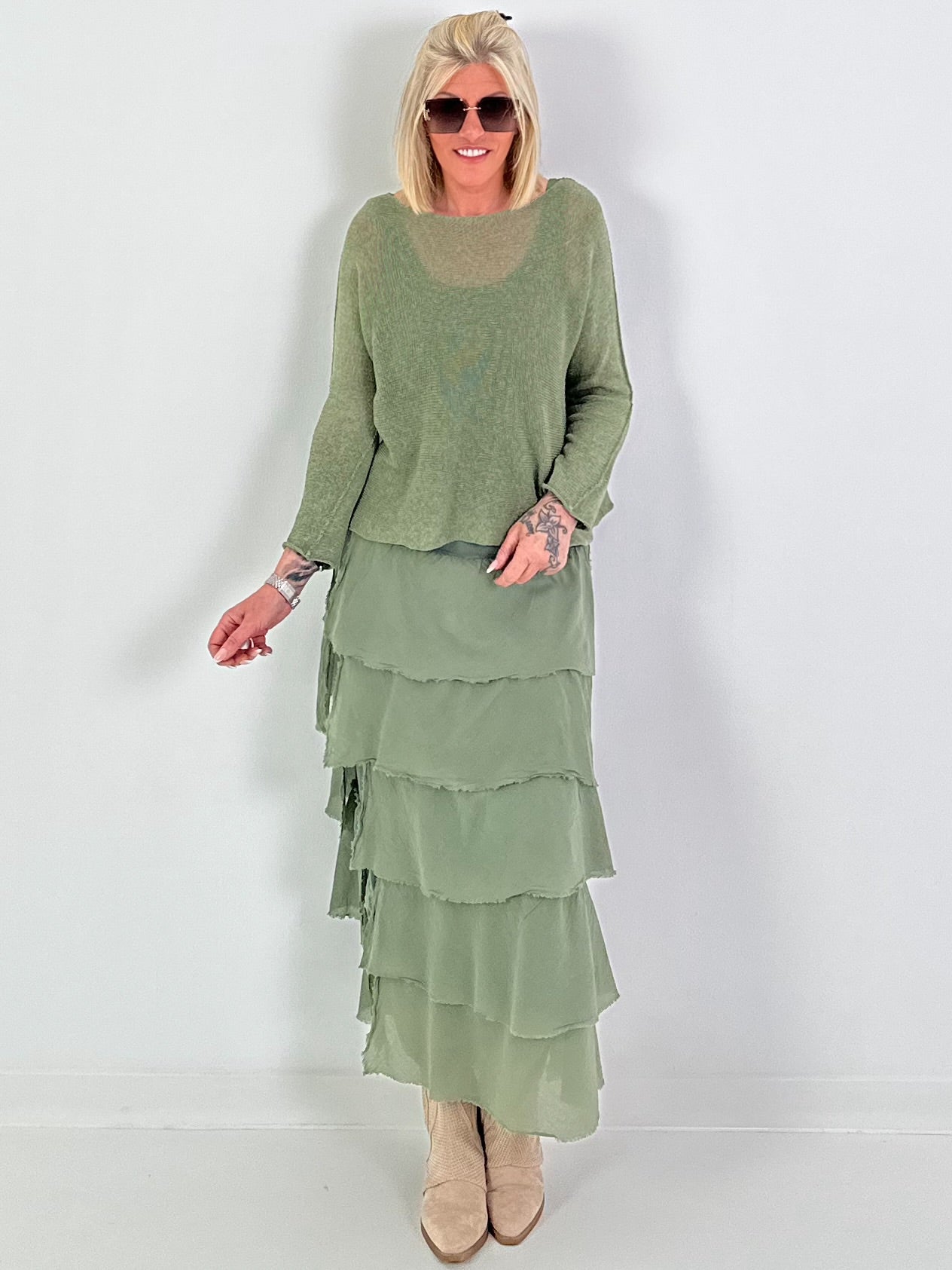 Light knit sweater - khaki