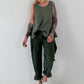 Grobes Leinen/Baumwoll Top - oliv