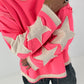 Sweatshirt with trendy star elements - neon pink