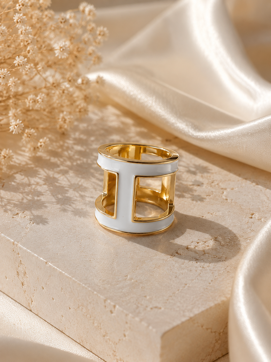 Fabric ring/Ring - white-gold
