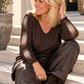 Sweater with rhinestone appliqués - mocha