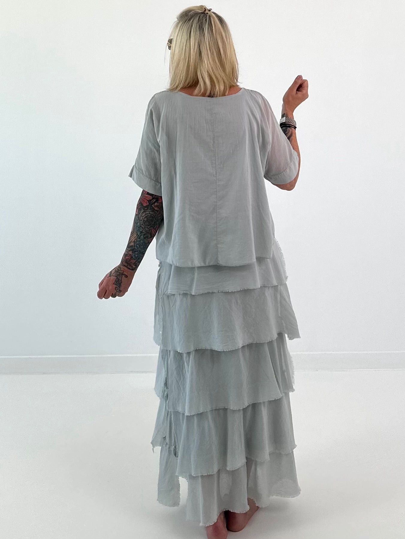 Kleid im Lagenlook - hellgrau