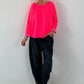 Sweatshirt SWEET mit Leo-Print - neonpink