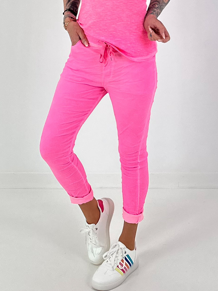 Hose im Knit-Look - neonpink
