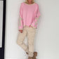 Oversized Sweater mit Strasskreuz - rosa-beige