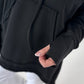 Lässiger Long Hoodie mit Daumenloch - schwarz ( lieferbar ab ca. 16.07.26)