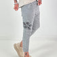 Baggy/Boyfriend Trousers with Crocheted Side Flowers - Grey