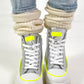 High-top sneaker model "Cat Boost" - silver-neon yellow