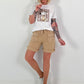 T-Shirt mit Front Comic-Print - weiss-braun