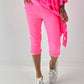 Capri Hose mit Bindeband - neonpink