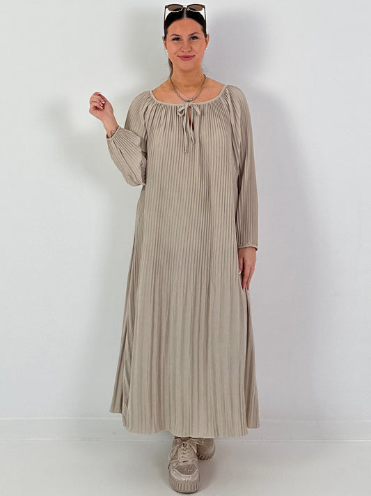 Plissee Kleid - beige